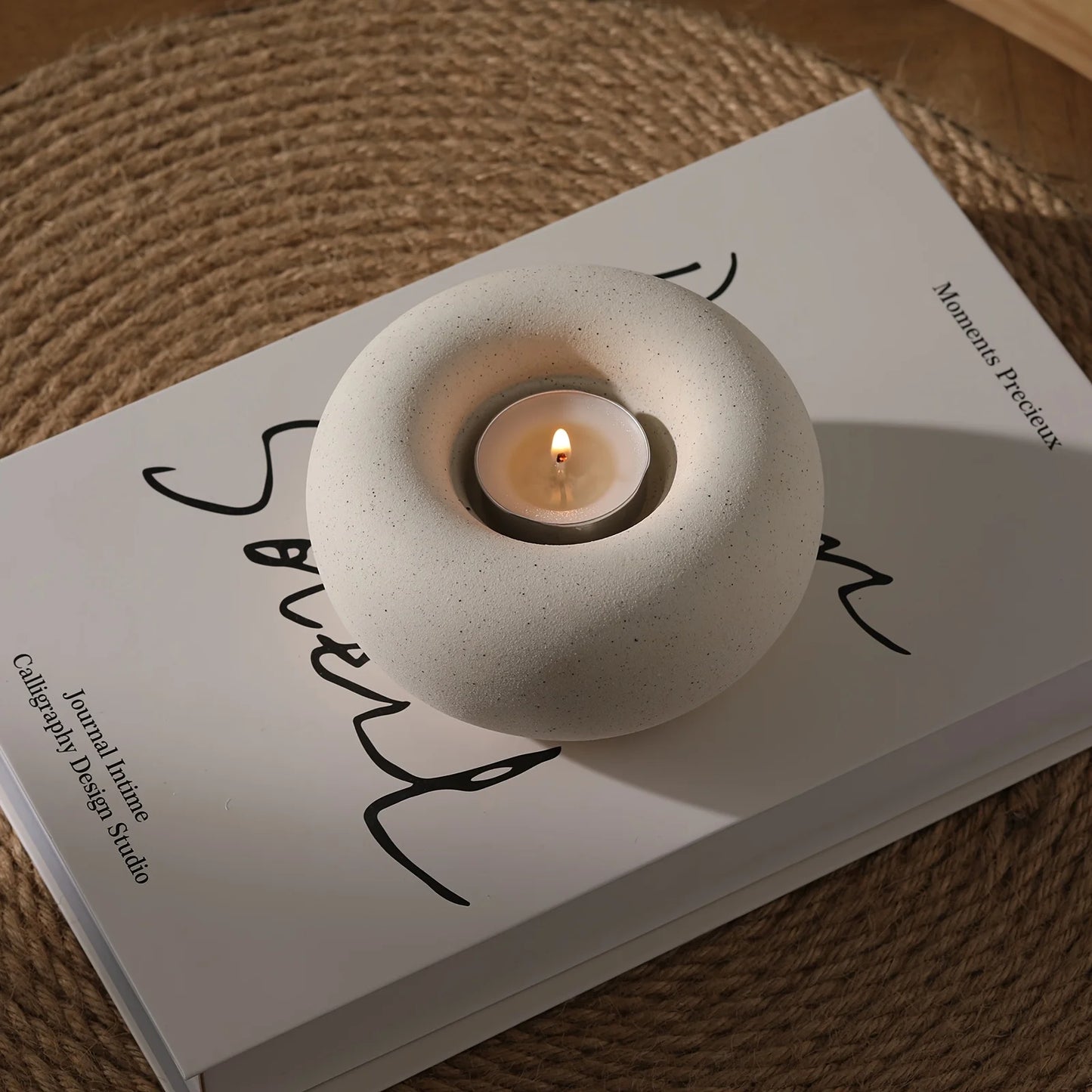 1Pc Donut Aromatherapy Candle Round Solid Color Candle Creative Hom... - 100ml