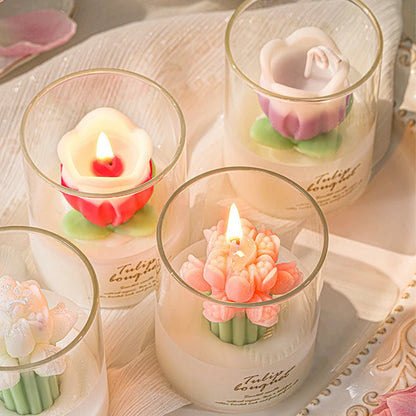 Flower Scented Candles Multi Color Atmosphere Fragrance Gift Box Tu... - 100ml