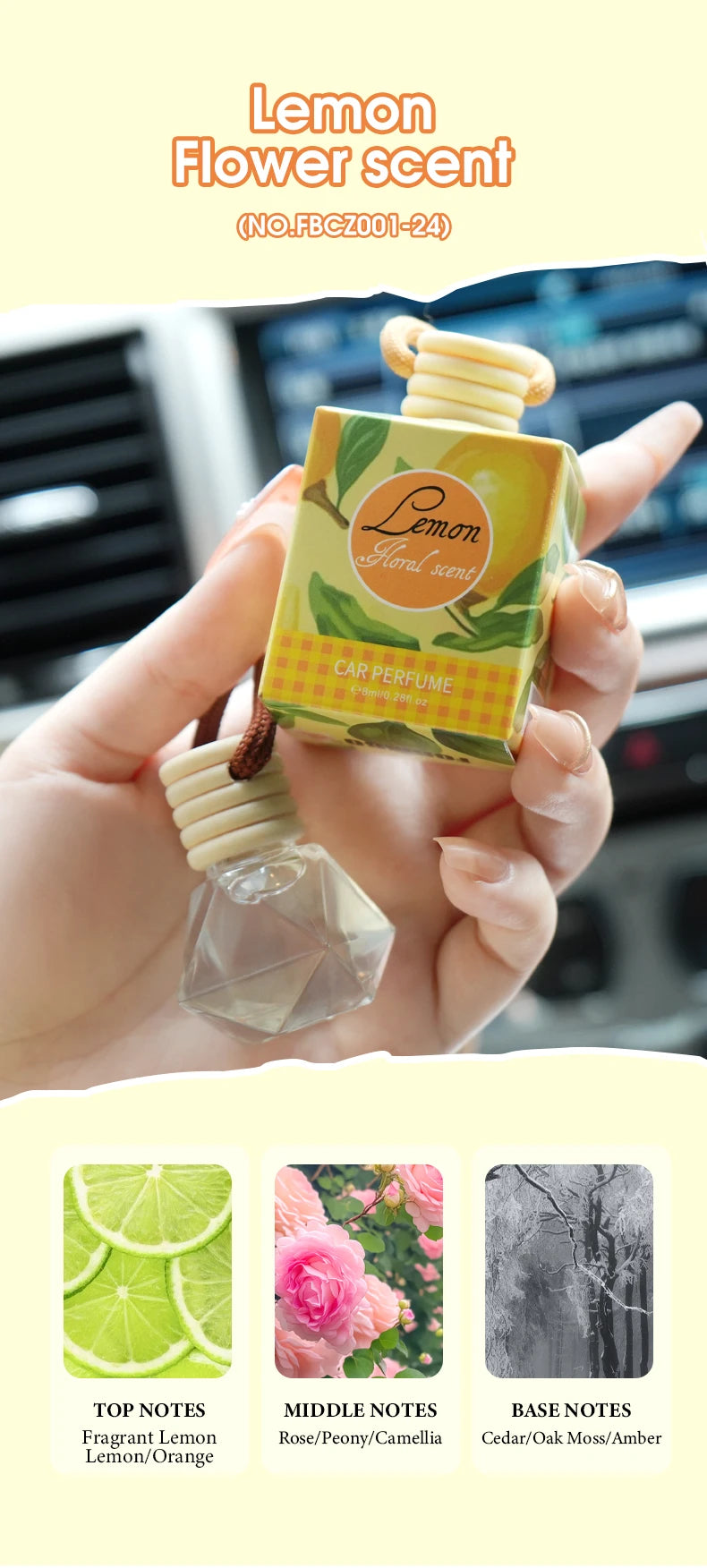 Fragrant woody car air freshener - a long-lasting fragrance suitable for car interiors, suitable for home and car use