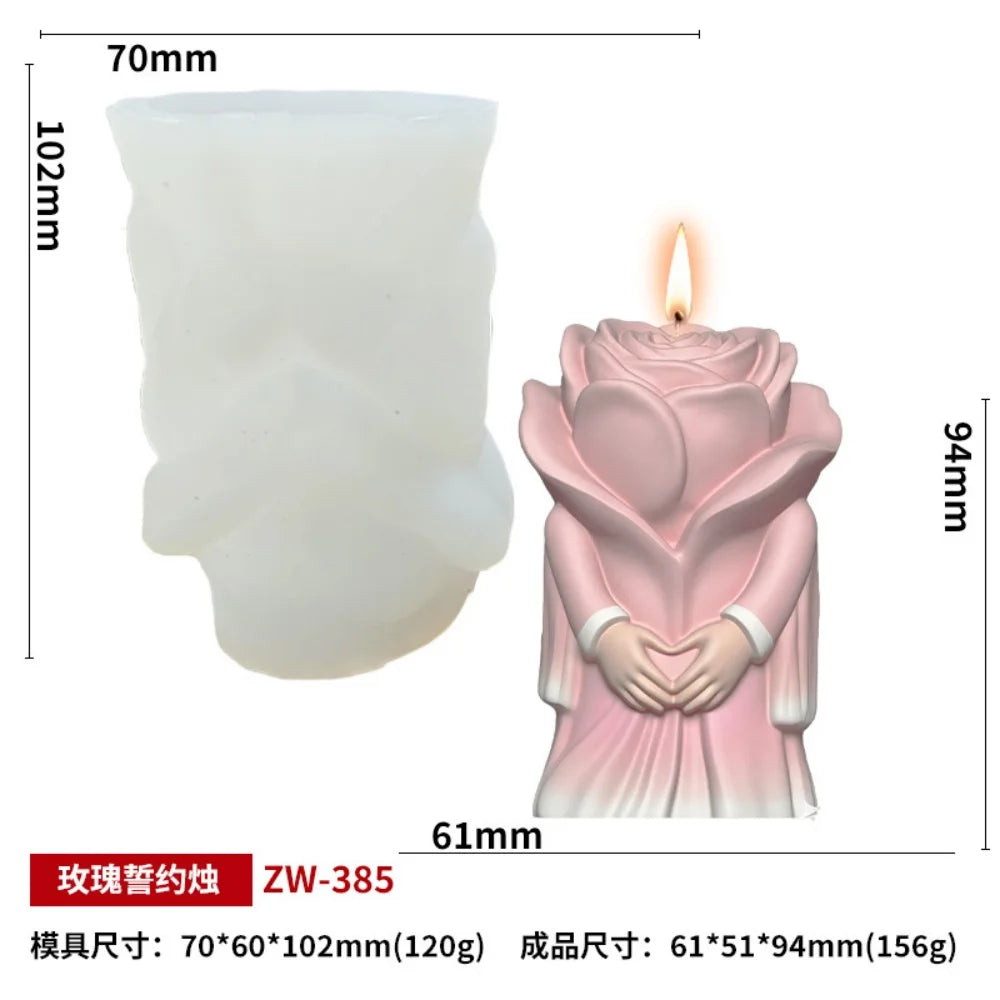 DIY Rose Love Aromatherapy Candle 3D Couple Mold