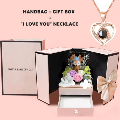 Rose Gift Box with Necklace Birthday Anniversary Christmas Valentin...