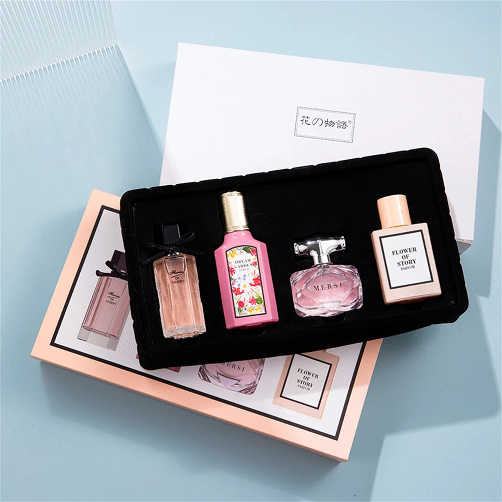 Feminine Charm Perfume Women Gift Box Four Piece Set Plant Floral Scent Pheromone Lasting Fragrance