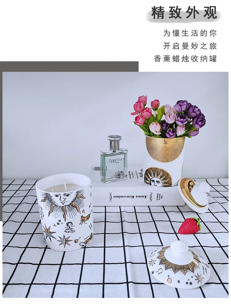 Creative Face Aromatherapy Candle Jar Ceramic Jewelry Storage Jar B... - 100ml