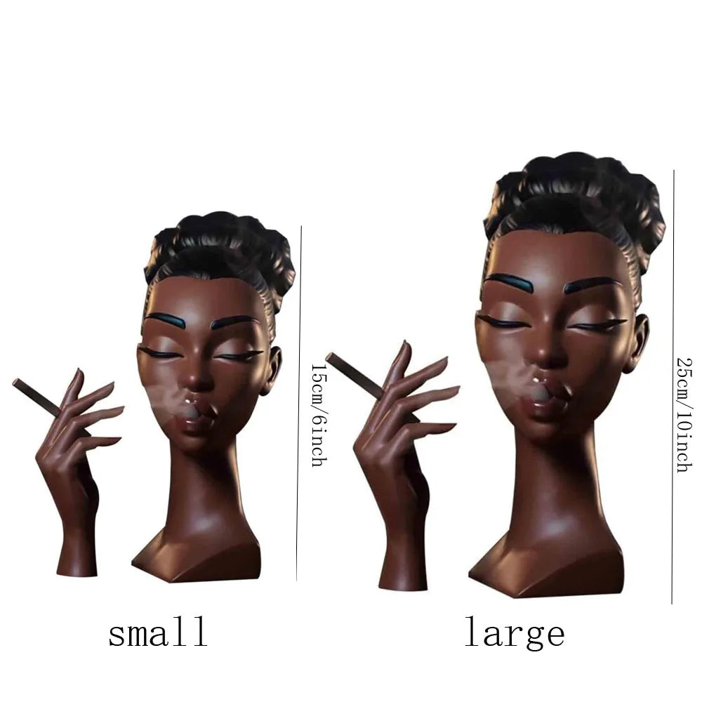 Black Woman Head Incense Female Head Airflow Incense Burner Decorative Art Airflow Incense Stand Statue For Aromatherapy