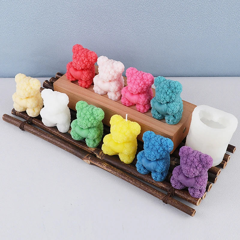 Rose Bear Aromatherapy Candle Mold DIY Valentine's Day Handmade Soap Expanded Fragrance Stone with Hand Gift Chocolate