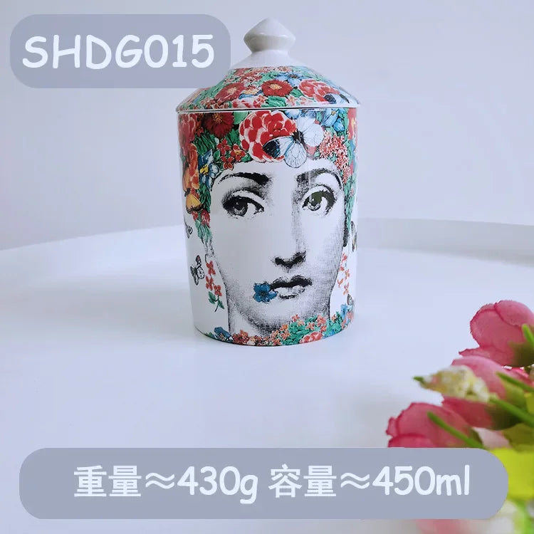 Creative Face Aromatherapy Candle Jar Ceramic Jewelry Storage Jar B... - 100ml