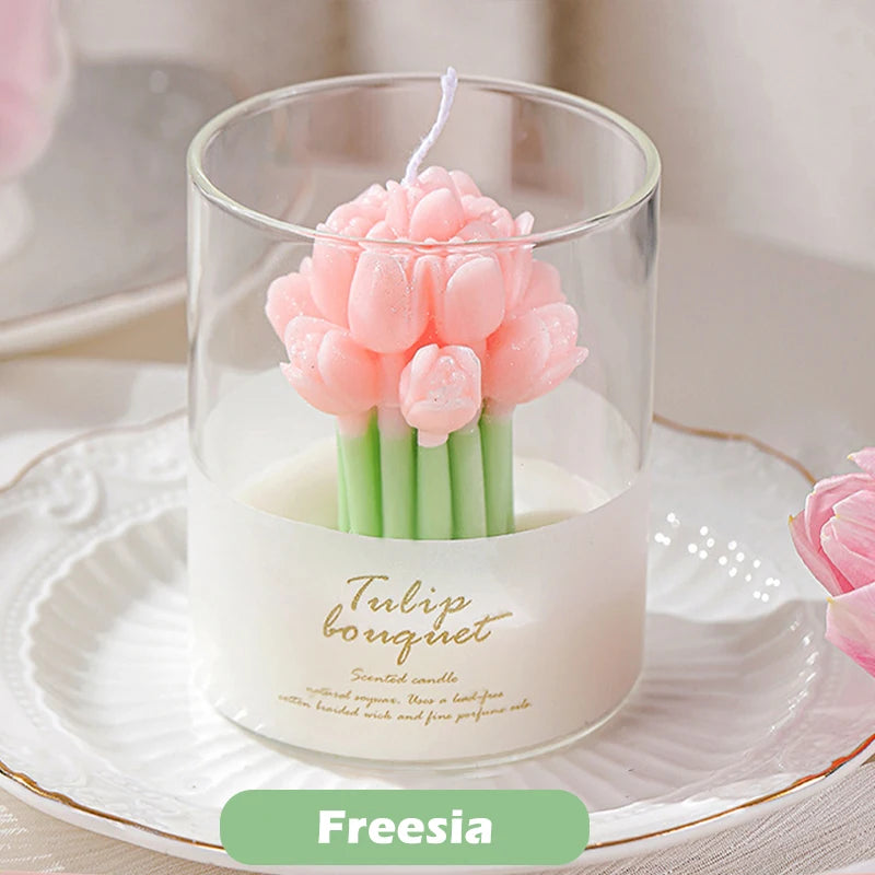 Flower Scented Candles Multi Color Atmosphere Fragrance Gift Box Tu... - 100ml