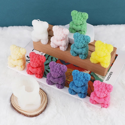 Rose Bear Aromatherapy Candle Mold DIY Valentine's Day Handmade Soap Expanded Fragrance Stone with Hand Gift Chocolate