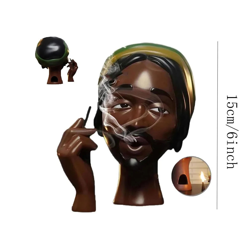Black Woman Head Incense Female Head Airflow Incense Burner Decorative Art Airflow Incense Stand Statue For Aromatherapy