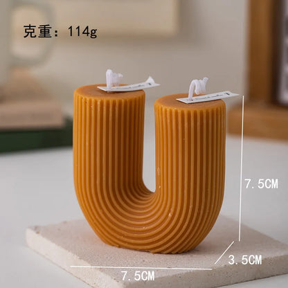 U Shaped Candle Scented Ribbed Aesthetic Decorative Gift