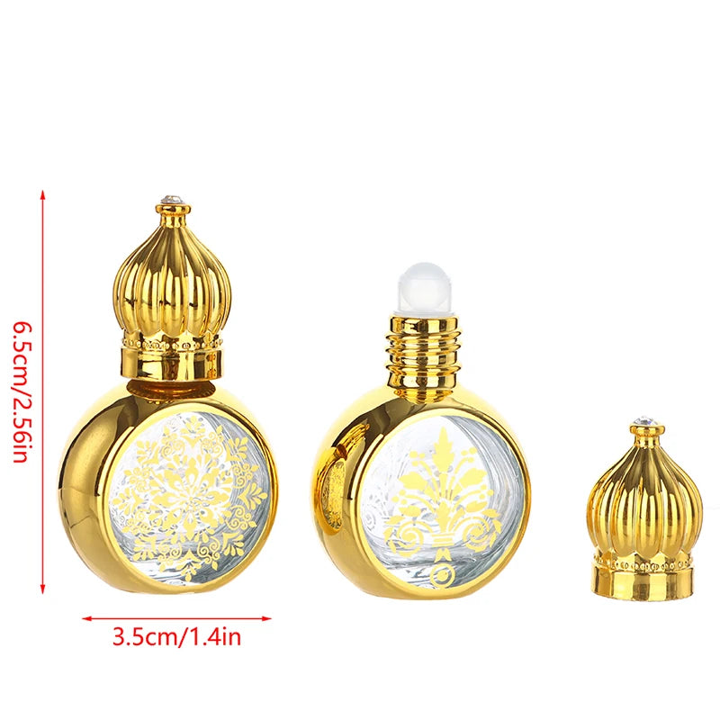 10ml Mini Essential Oil Roller Bottle Gold Crown Shape Perfume Bott...
