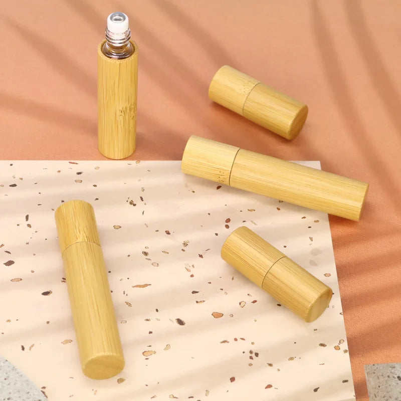 3ml 5ml 10ml Bamboo Wood Bottle Perfume Empty Oil Bottle Stainless ...