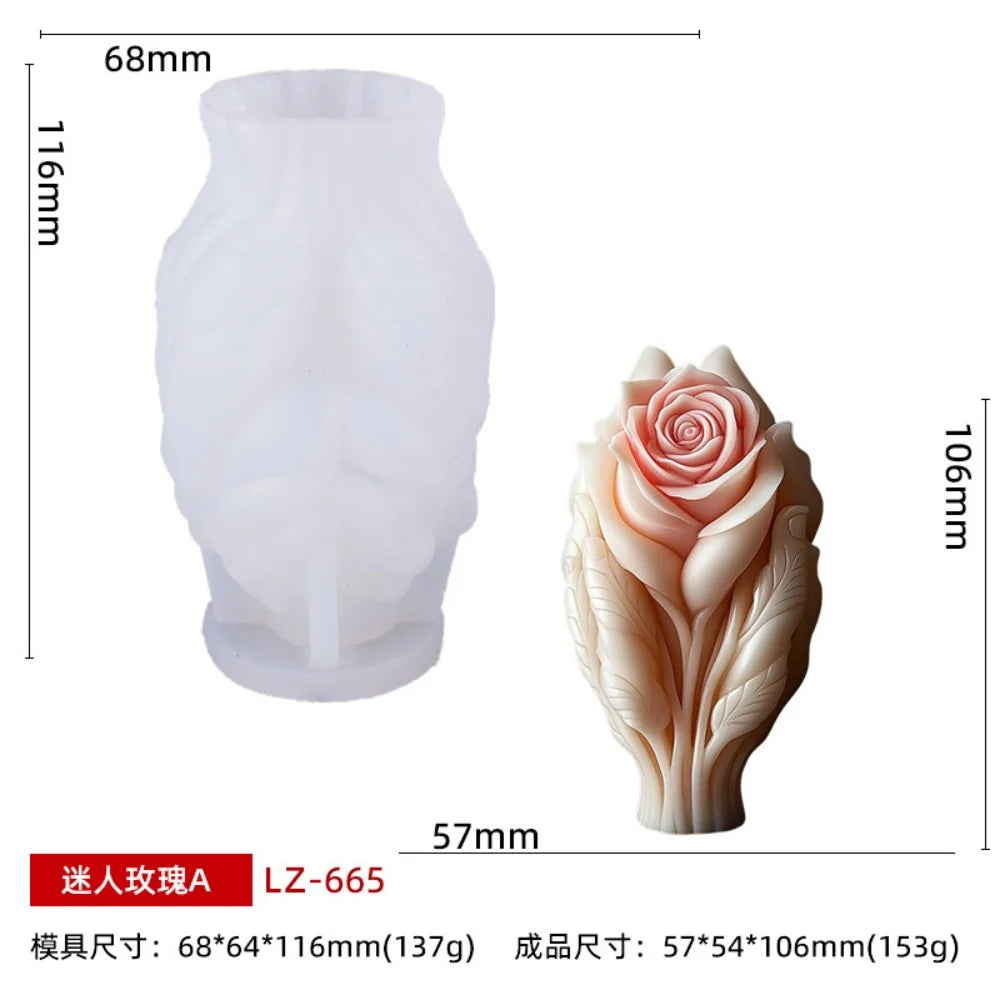 DIY Rose Love Aromatherapy Candle 3D Couple Mold