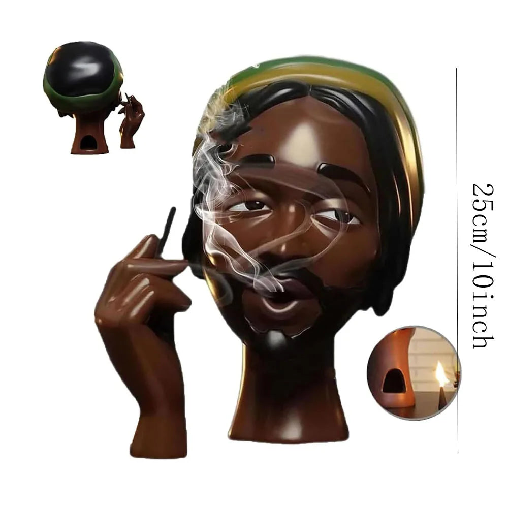 Black Woman Head Incense Female Head Airflow Incense Burner Decorative Art Airflow Incense Stand Statue For Aromatherapy