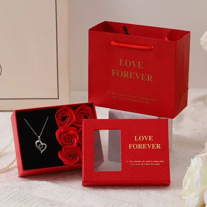 Valentine's Day Jewelry Gift Packaging Box 6 Rose Pendants Ring Bra...