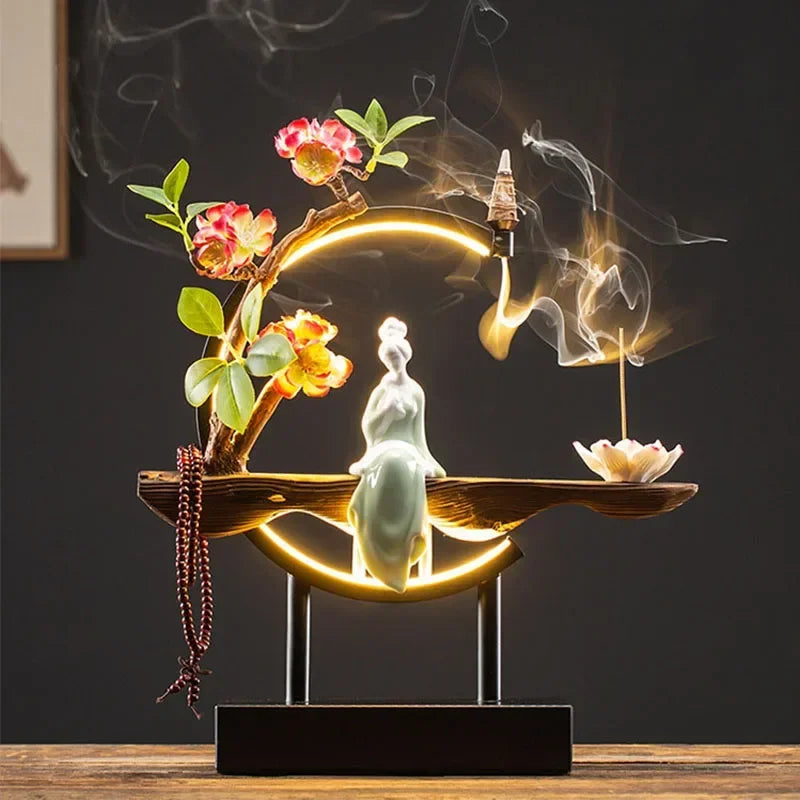 Style Backflow Incense Burner LED Light USB Circle Ceramic ... - 100ml