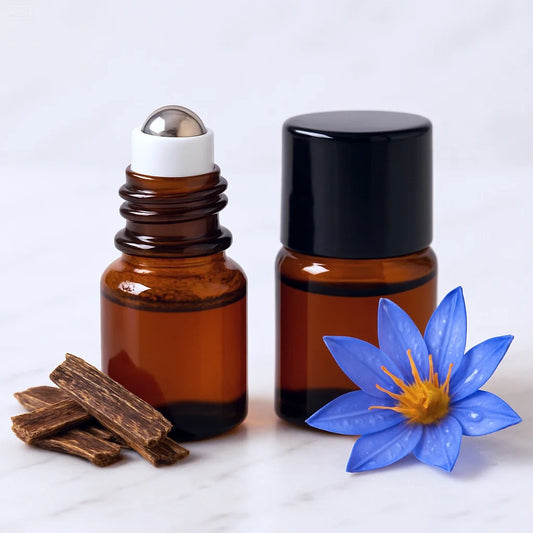 2 Scents Natural Reed Diffuser Oil: Cambodian Fat Oud & Blue Lotus Oil for Aromatherapy, Better Sleep, Home Perfume,Relaxation