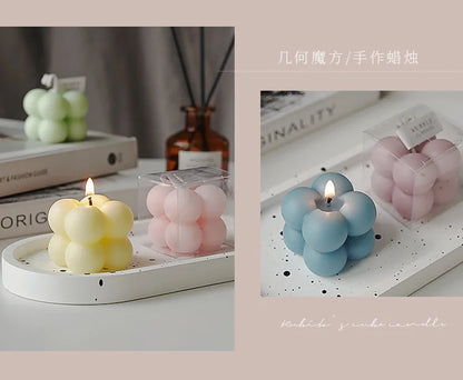1Pc Lovely Color Cube Bubble Scented Candle Bedroom Living Room Fra... - 100ml