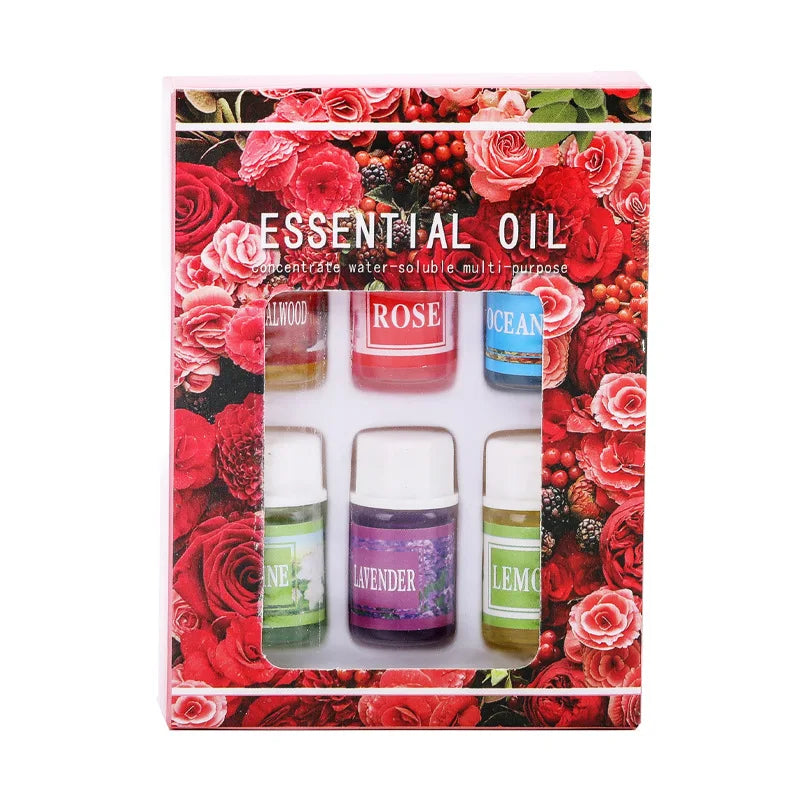 6pcs/set Essential Oils Gift Box Aroma Diffuser Air Humidifier Water - 100ml