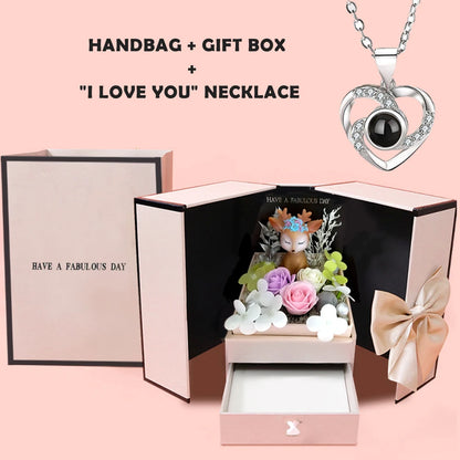 Rose Gift Box with Necklace Birthday Anniversary Christmas Valentin...