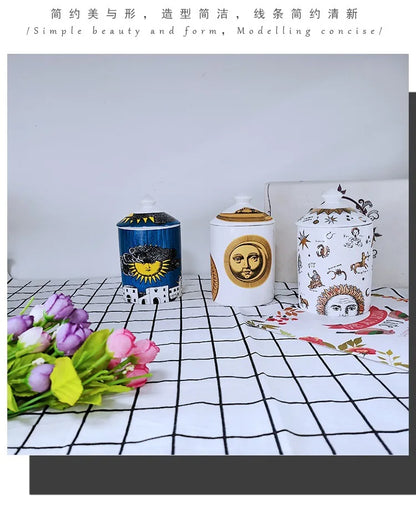 Creative Face Aromatherapy Candle Jar Ceramic Jewelry Storage Jar B... - 100ml