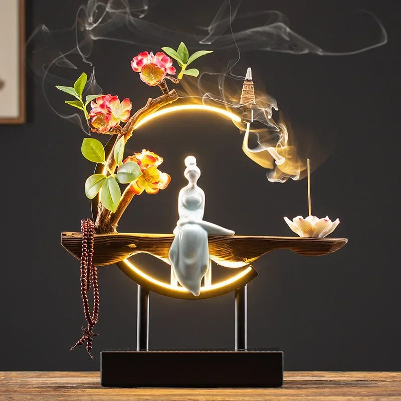Style Backflow Incense Burner LED Light USB Circle Ceramic ... - 100ml
