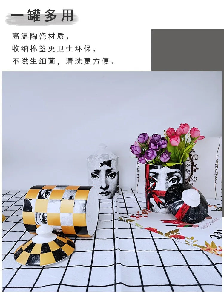 Creative Face Aromatherapy Candle Jar Ceramic Jewelry Storage Jar B... - 100ml