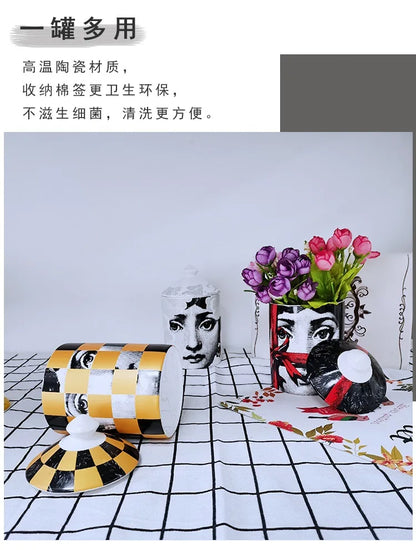 Creative Face Aromatherapy Candle Jar Ceramic Jewelry Storage Jar B... - 100ml