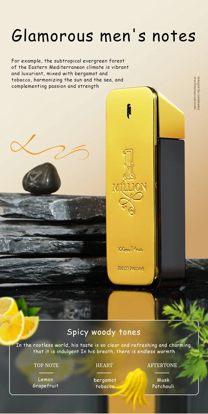1 Million Gold Cologne Deodorants Lasting Strong Masculine Men