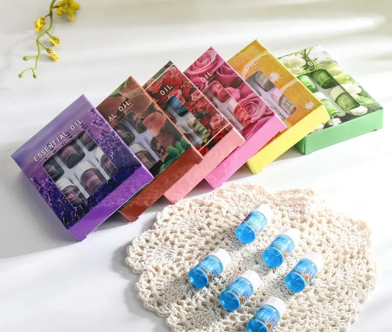 6pcs/set Essential Oils Gift Box Aroma Diffuser Air Humidifier Water - 100ml