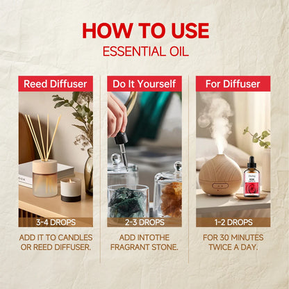 DioAuj 1PCS Essential Oil with Dropper ROSE Face Body Skin Care Aro... - 100ml