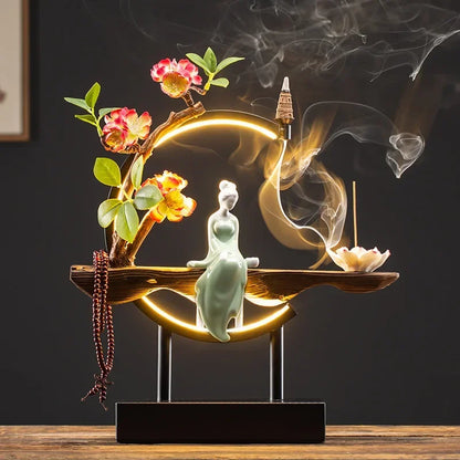 Style Backflow Incense Burner LED Light USB Circle Ceramic ... - 100ml