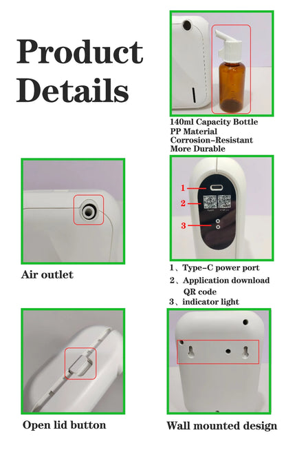 Aroma Diffuser Scent Machine Coverage 200m Bluetooth App Control Fr...