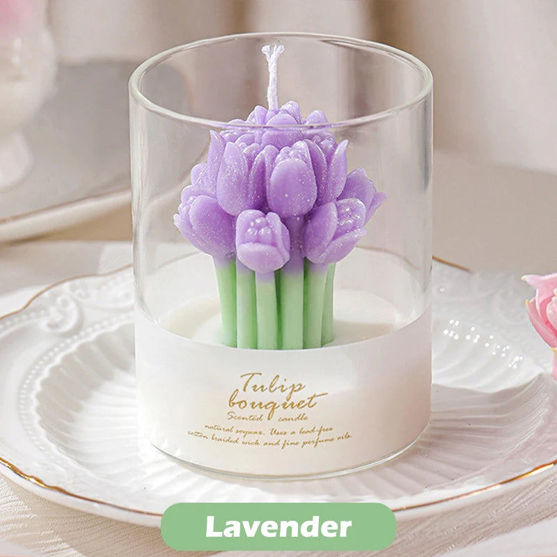 Flower Scented Candles Multi Color Atmosphere Fragrance Gift Box Tu... - 100ml