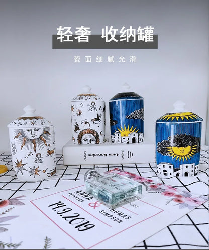 Creative Face Aromatherapy Candle Jar Ceramic Jewelry Storage Jar B... - 100ml