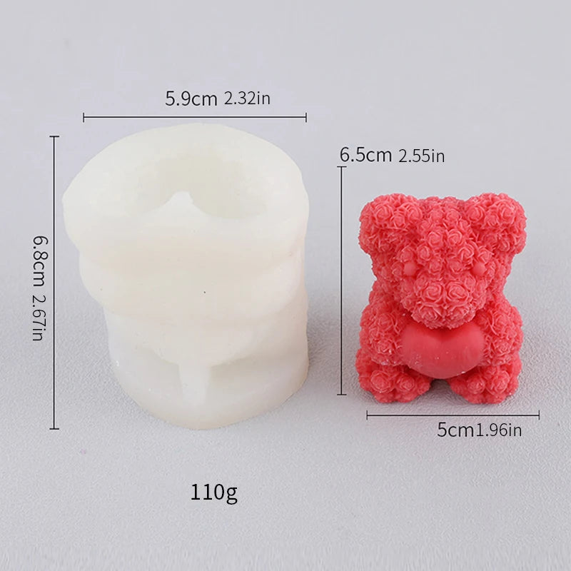 Rose Bear Aromatherapy Candle DIY Mold Handmade Gift