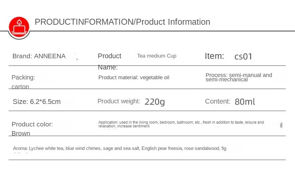 Aromatherapy essential oil candle smokeless soybean candle cup hous... - 100ml