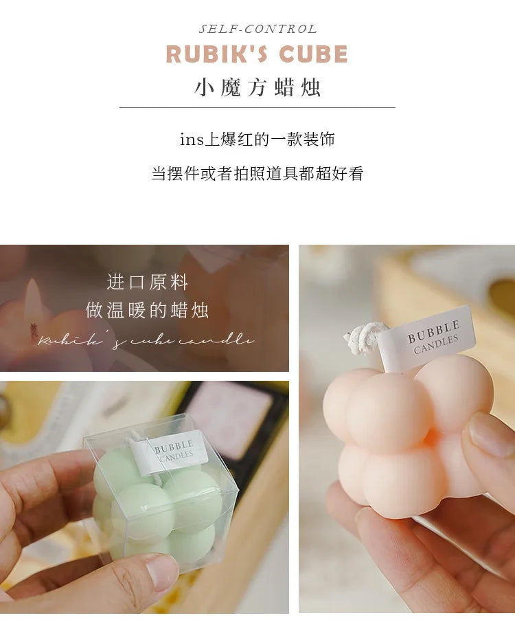 1Pc Lovely Color Cube Bubble Scented Candle Bedroom Living Room Fra... - 100ml