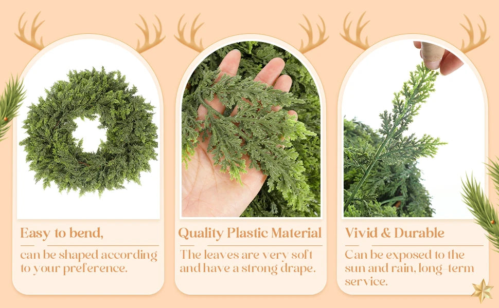 6ft Christmas Cedar Garland Artificial Green Cedar Garland Faux Cedar Pine Garland for Home Fireplace Indoor Outdoor Party Decor