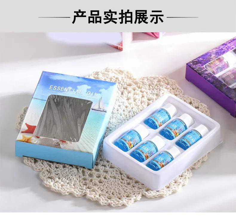 6pcs/set Essential Oils Gift Box Aroma Diffuser Air Humidifier Water - 100ml