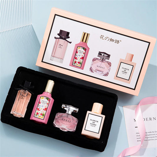 Feminine Charm Perfume Women Gift Box Four Piece Set Plant Floral Scent Pheromone Lasting Fragrance
