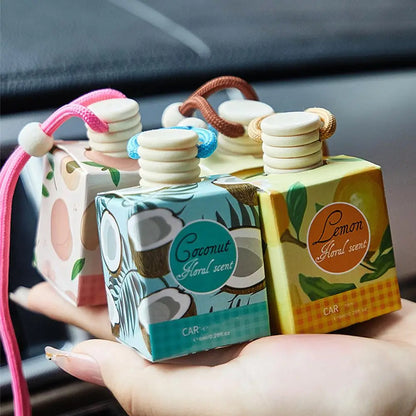 Hanging Car Interior Aromatherapy, Car Air Freshener, Long Lasting Fragrance For Car & Home Lemon / Peach Flower / Coconut /Oud