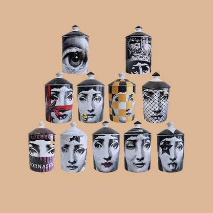 Creative Face Aromatherapy Candle Jar Ceramic Jewelry Storage Jar B... - 100ml