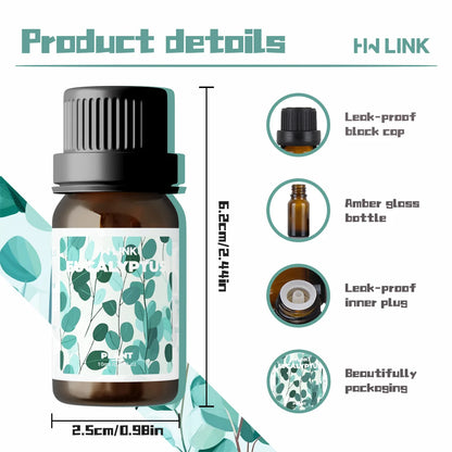 Eucalyptus Essential Oil – 10ml for Diffuser, Skin & Hair Care