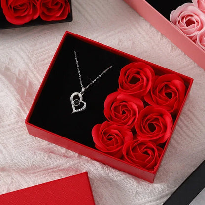 Valentine's Day Jewelry Gift Packaging Box 6 Rose Pendants Ring Bra...