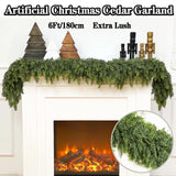 6ft Christmas Cedar Garland Artificial Green Cedar Garland Faux Cedar Pine Garland for Home Fireplace Indoor Outdoor Party Decor