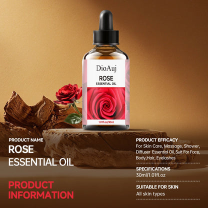 DioAuj 1PCS Essential Oil with Dropper ROSE Face Body Skin Care Aro... - 100ml