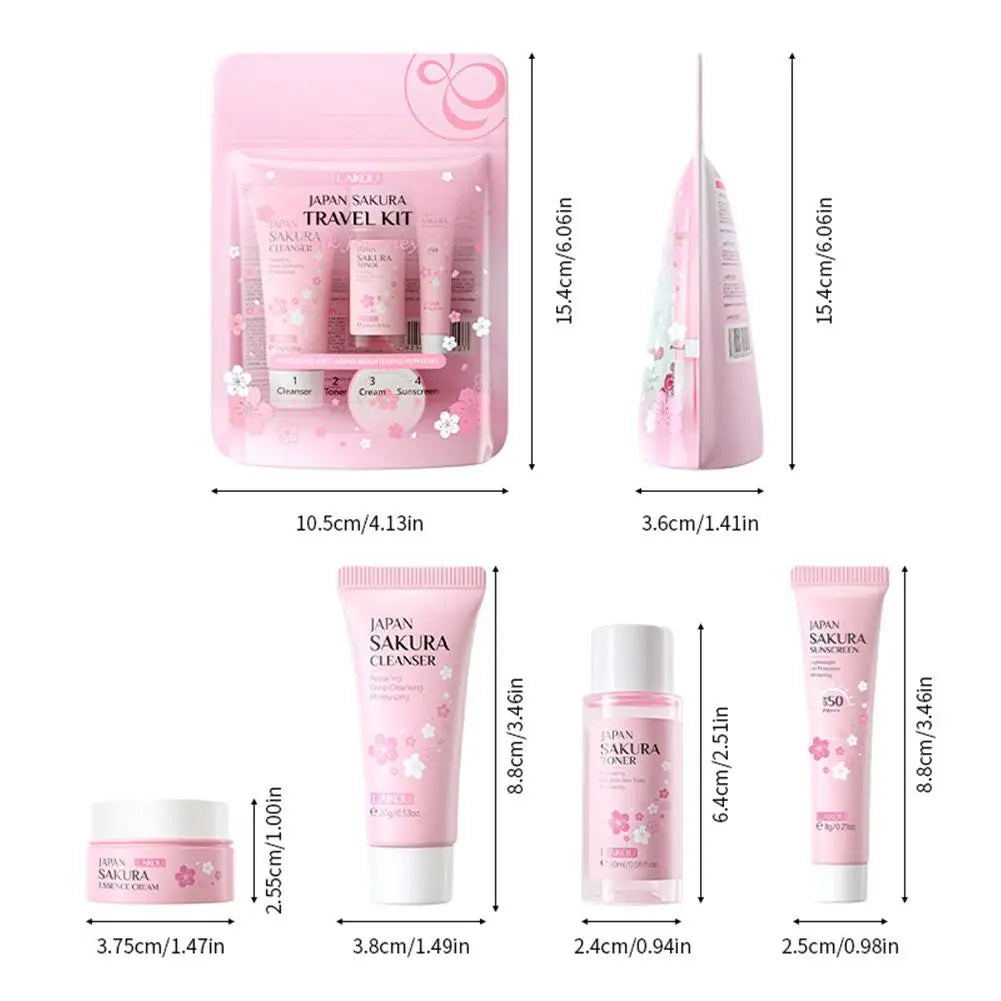 3/4Pcs/Set Sakura Skin Care With Cleanser Toner Eye Cream Facial Cream Sunscreen Beauty Products For Women Travel Skin Care Kit