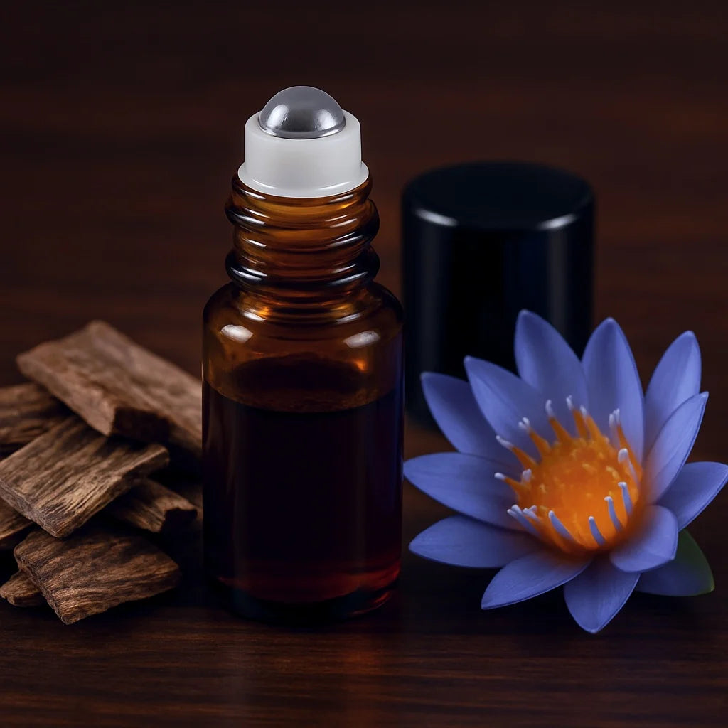 2 Scents Natural Reed Diffuser Oil: Cambodian Fat Oud & Blue Lotus Oil for Aromatherapy, Better Sleep, Home Perfume,Relaxation