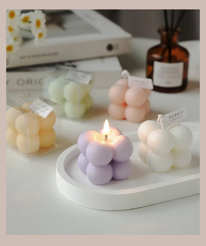 1Pc Lovely Color Cube Bubble Scented Candle Bedroom Living Room Fra... - 100ml